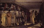 Alma-Tadema, Sir Lawrence Phidias Showing the Frieze of the Parthenon to his Friends (mk23) oil painting on canvas